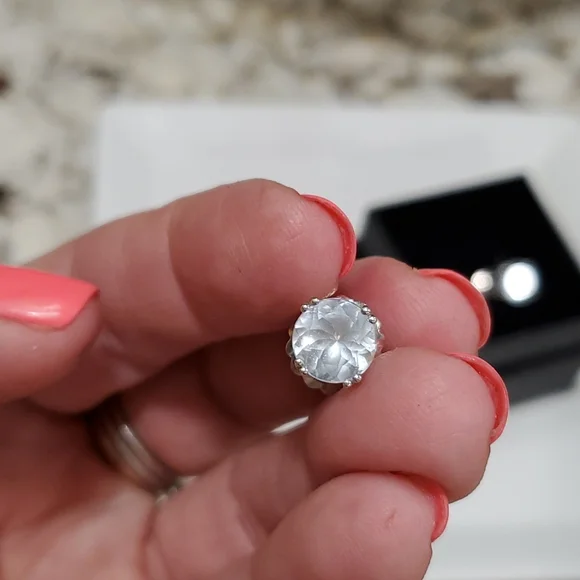 Aquamarine 14k white gold studs From Macy's - Picture 4 of 10